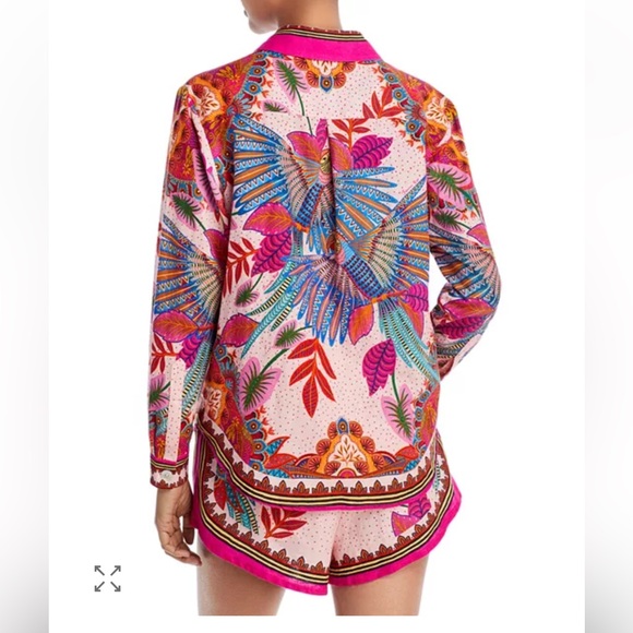 FARM Rio pink linen button up and shorts set (2 pieces) in Macaw Scarf XL - Picture 11 of 13